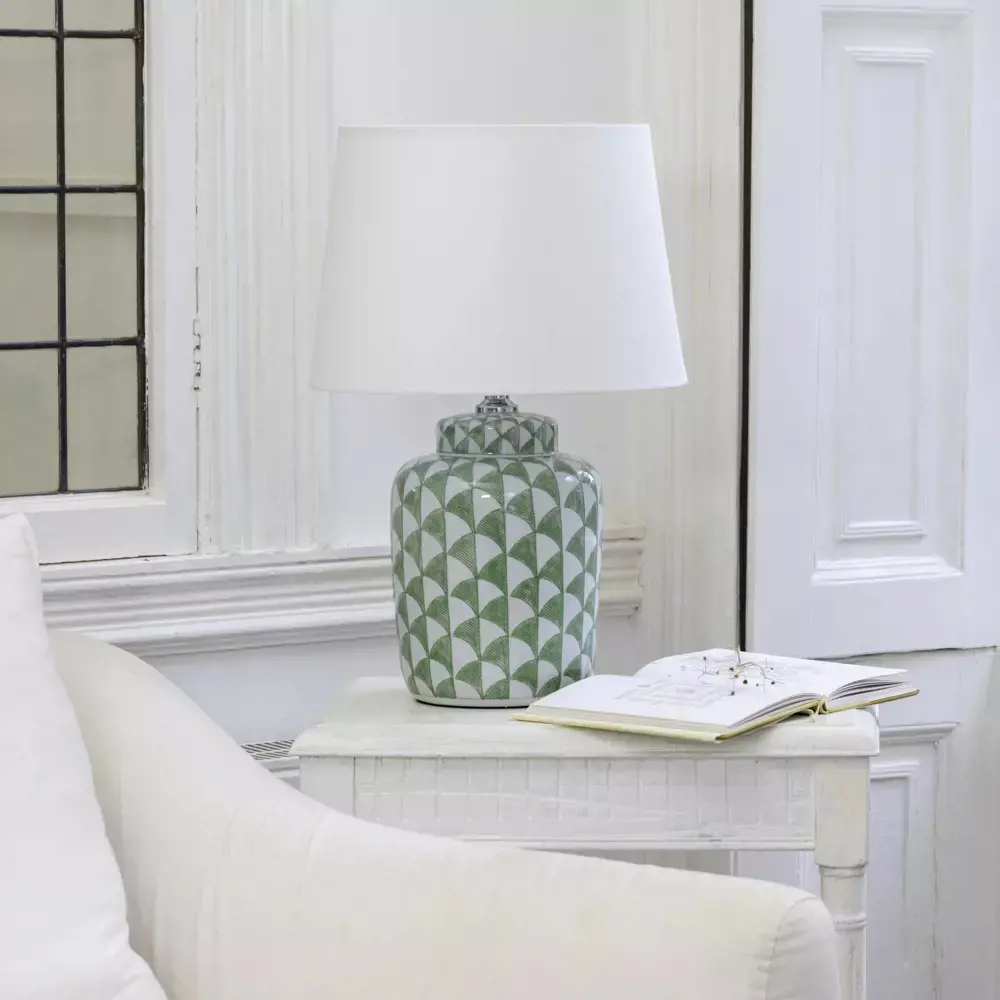 Grand Illusions Lamp Fontana Olive with White Shade
